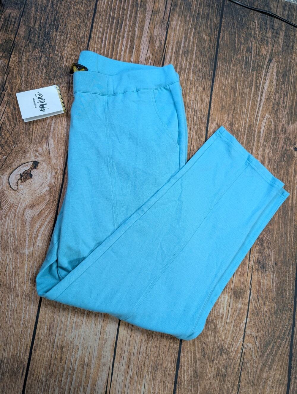 New Women's Bob Mackie Teal Blue Stretch Pants Size Large NWT Wearable Art